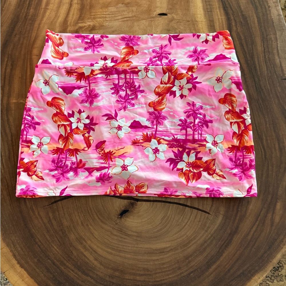 UjENA Pink and Orange Tropical Swim Skirt